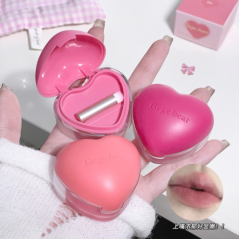 Gegebear love labio y mejillas crema de doble uso rubor lápiz labial maquillaje mate multiusos esmalte de labios coreano