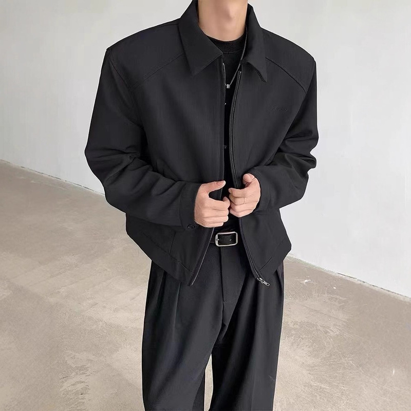 cleanfit短款夹克外套男春秋款休闲套装高级感痞帅翻领港风棒球服|undefined