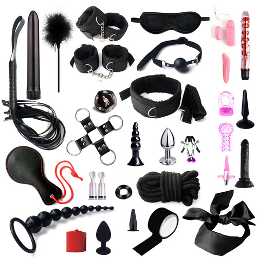 Source manufacturer of BDSM sex products, 35-piece multi-piece suit, webbing straps, cross-border matching anal plugs