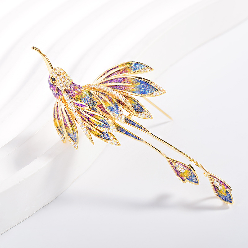 New Classy Enamel Bird Brooch, Niche Design, Exquisite Micro-Inlaid Zirconium Corsage, Fashionable and Versatile Accessory Brooch