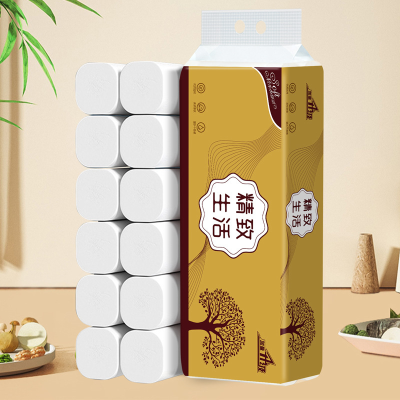 12ロール芯なしロール紙、天然木材パルプ固形トイレットペーパー、家庭用手頃な価格の寮トイレットペーパー|undefined