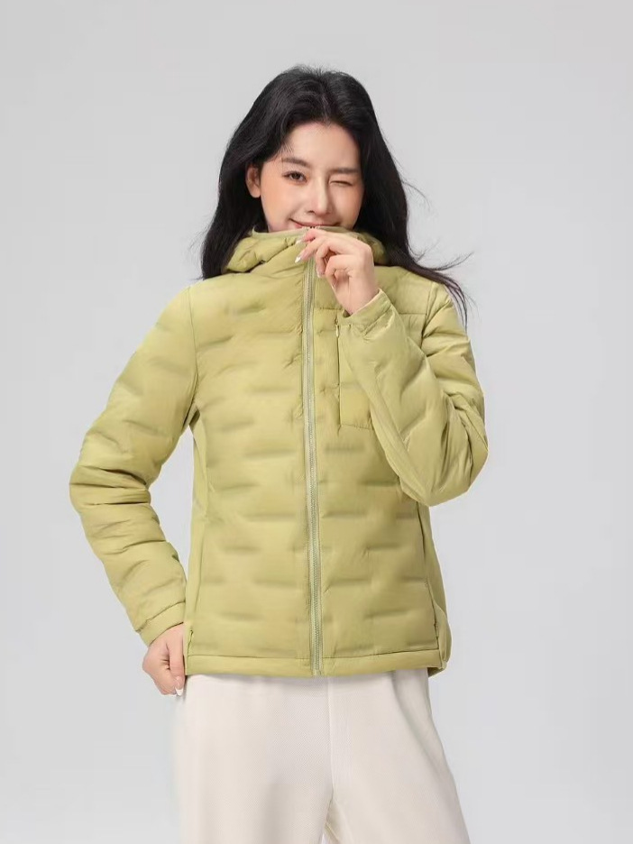 Pinghu 90 chaqueta de plumón blanca ligera para mujeres otoño y invierno 2025 estilo de moda casual chaqueta cálida encapuchada