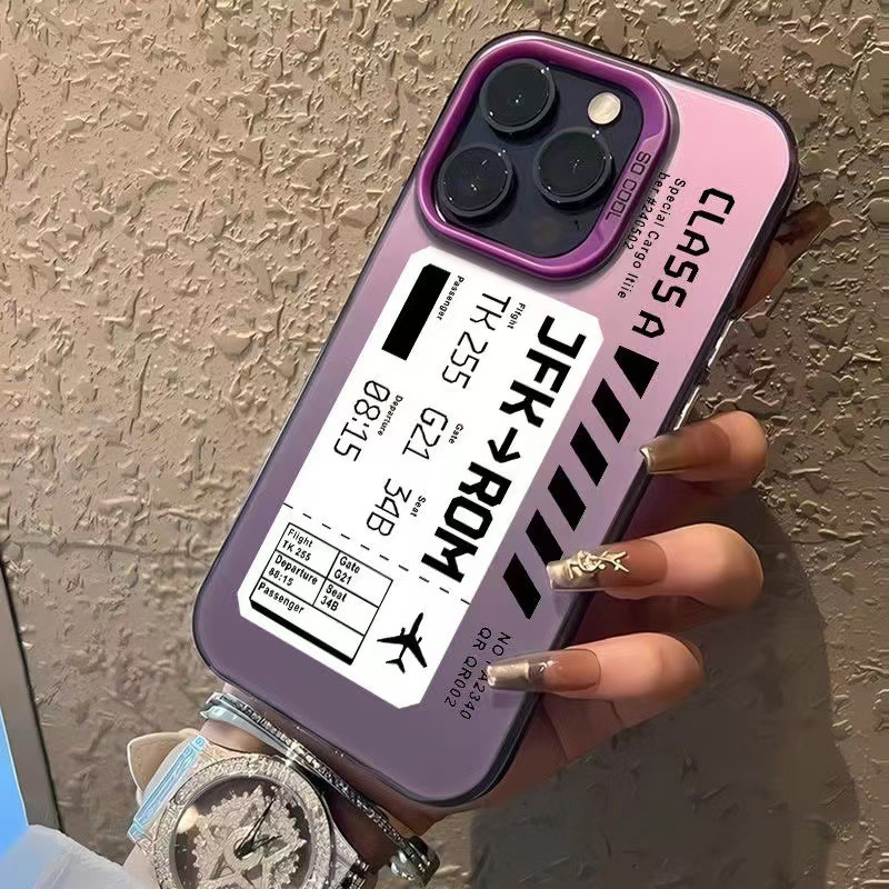 Color plateado shell-púrpura-etiqueta de tarjeta de embarque