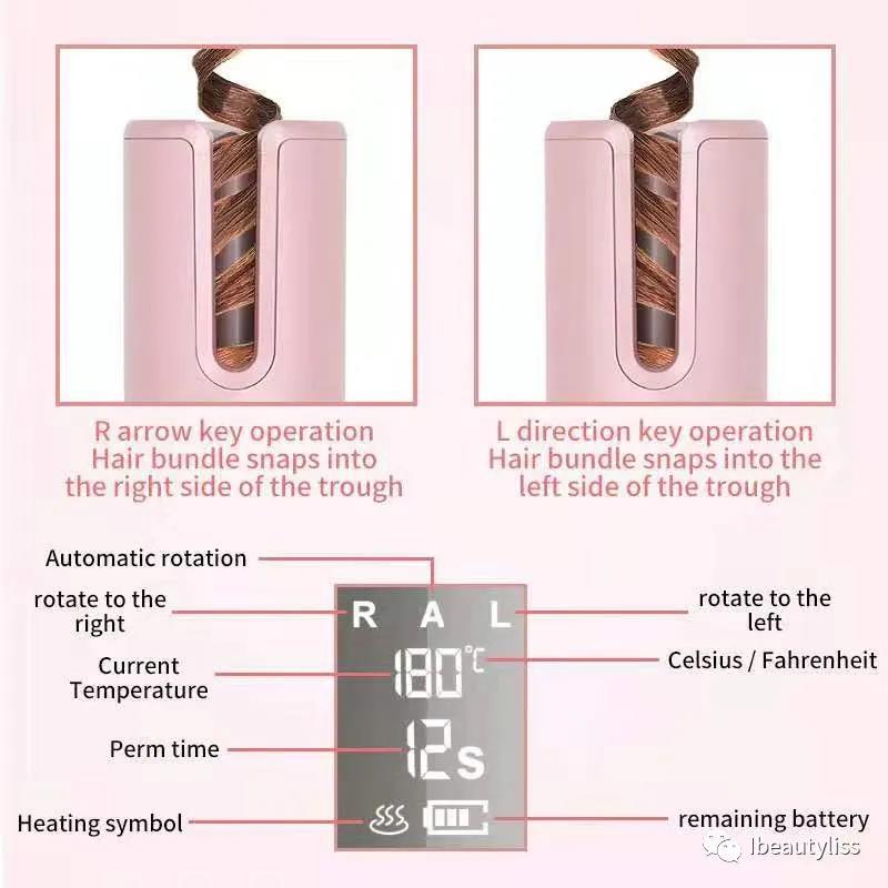 meskyUSB 可充电无线自动旋转便携式自动魔术无绳卷发器