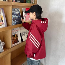 男童外套春秋款2025新款儿童装男孩春季红色工装冲锋衣大童春装潮