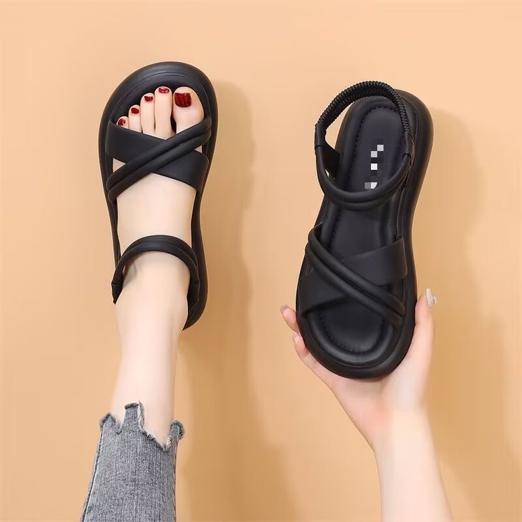 Sandalias de fondo plano para mujeres de verano nuevas vestiduras deportivas con falda casuales zapatos de playa suaves para mujeres embarazadas sandalias romanas