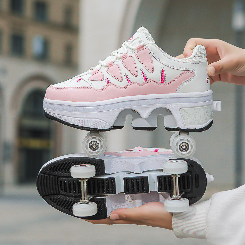 Walking shoes four-wheel skating shoes boys children's shoes with wheels girls skating shoes double-wheel row deformation shoes Walking shoes four-wheel skating shoes boys children's shoes with wheels girls skating shoes double-wheel row deformation shoes