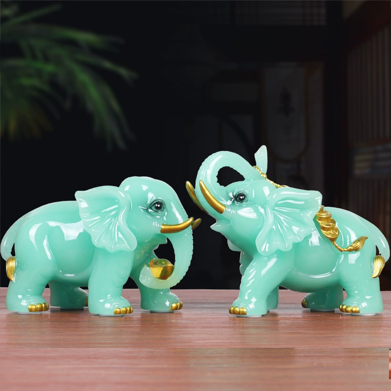 Пара украшений в виде слонов для богатства и удачи, слон по фэн-шуй для защиты дома, гостиной, ТВ-шкафа, винного шкафа, прихожей, украшения дома, ремесленные подарки