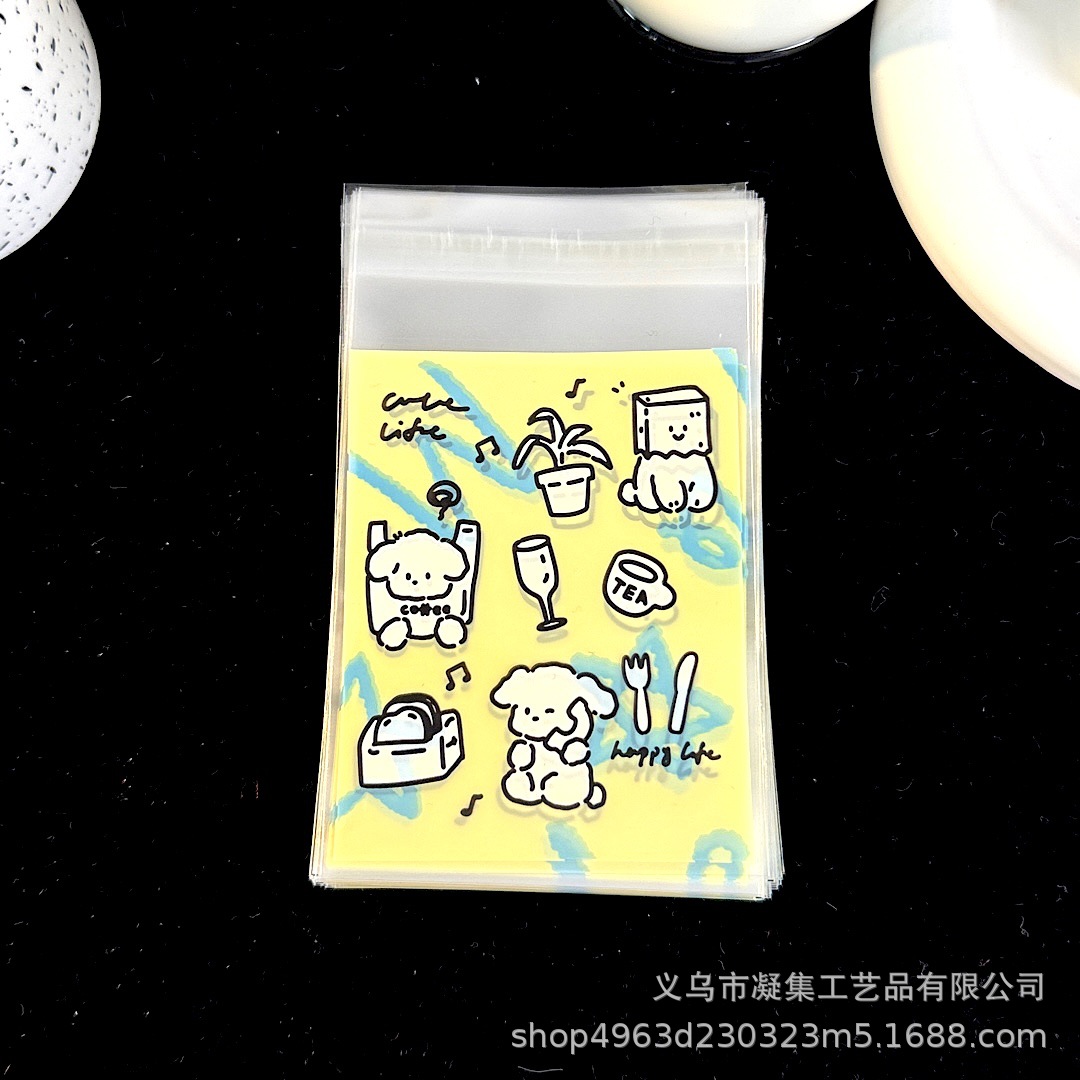 Colección de bolsas autoadhesivas de dibujos animados lindo original, bolsa de embalaje de joyería de regalo de alto valor, tarjeta pequeña, bolsa sellada dividida