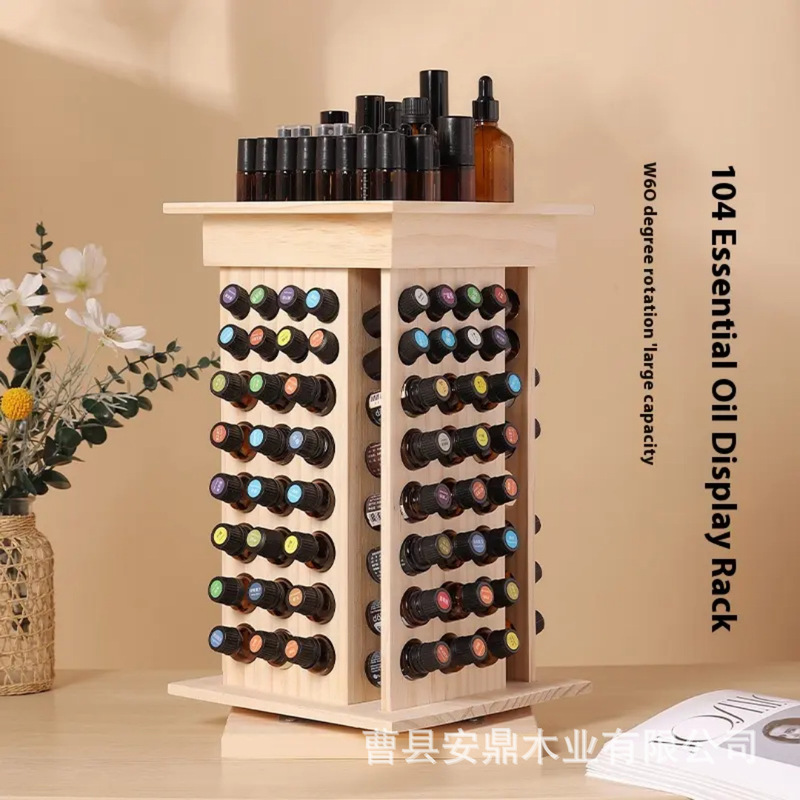 Wooden Rotatable Essential Oil Storage Rack for Store Use, Desktop Perfume and Nail Polish Organizer, 15ml Essential Oil Display Rack Wooden Rotatable Essential Oil Storage Rack for Store Use, Desktop Perfume and Nail Polish Organizer, 15ml Essential Oil Display Rack