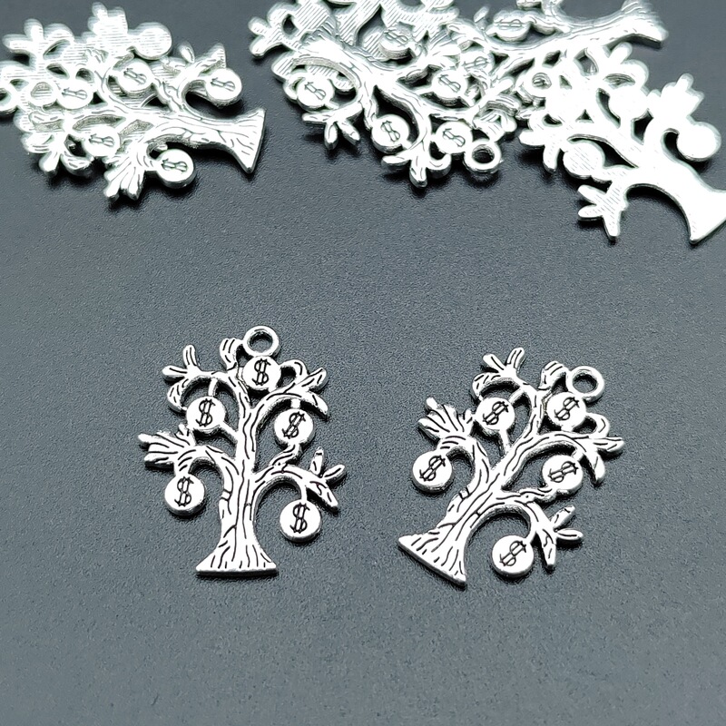 DIY handmade New Year jewelry zinc alloy accessories fortune tree money tree Dollar Tree luggage necklace pendant