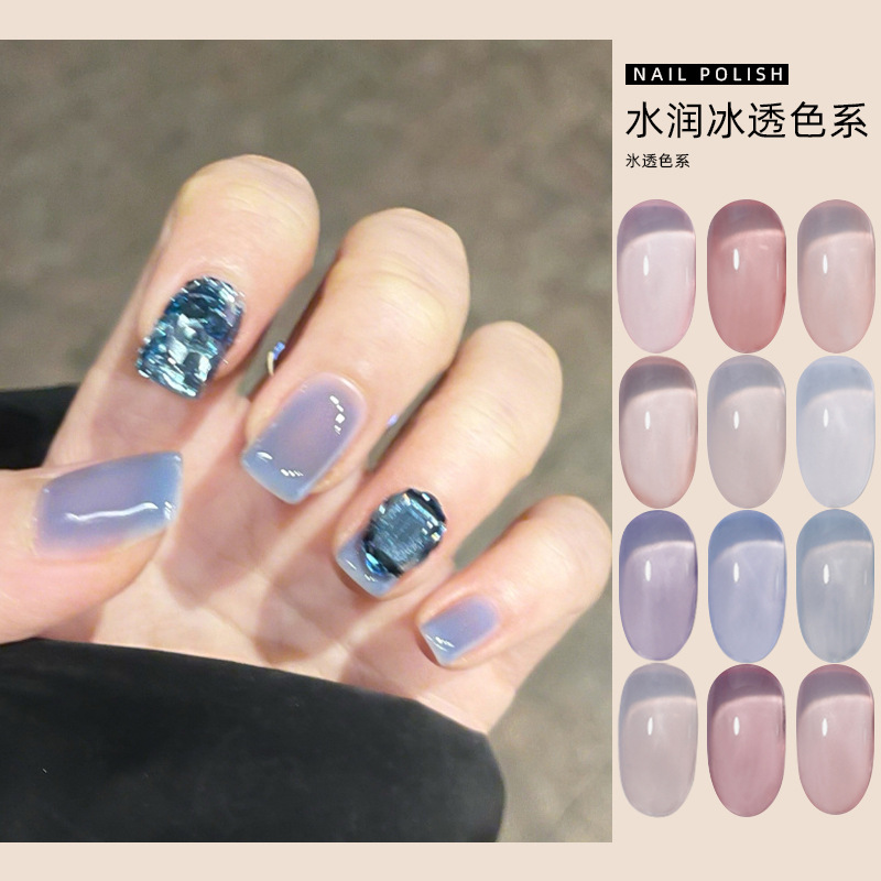 2021 nuevo hielo de verano transparente esmalte de uñas pegamento fototerapia jalea piel pegamento color transparente avanzado conjunto de salón de uñas blanco