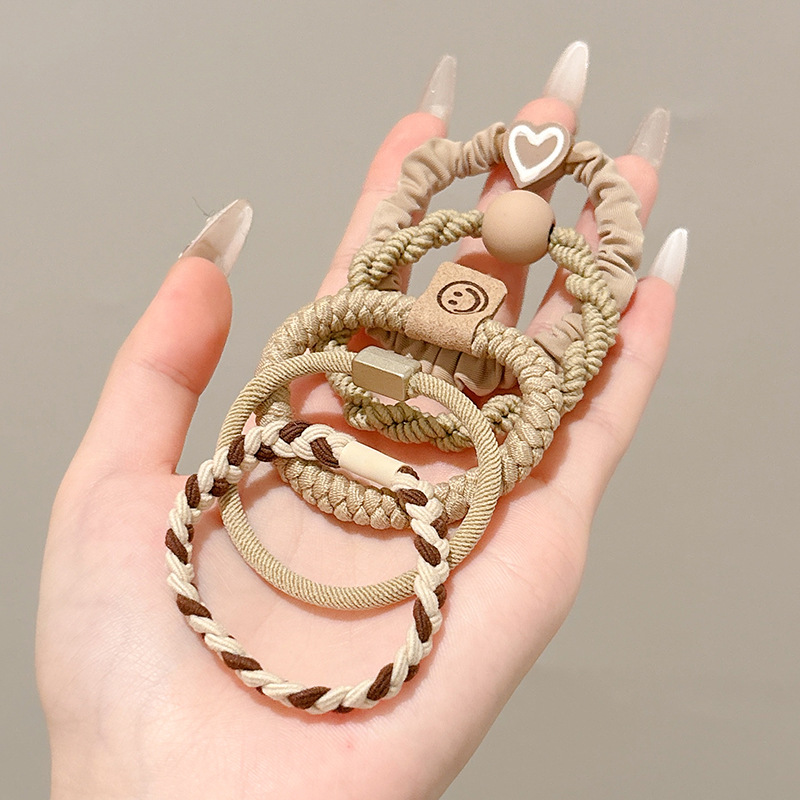 Coletero de goma, simple, de alta elasticidad, duradero, anillo para el cabello para mujer, nuevo estilo 2025, accesorio para el cabello de niña, cubierta de cuero.