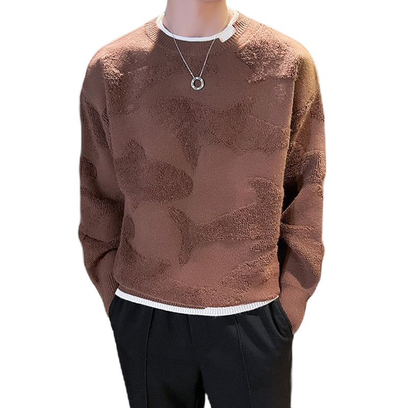 Explosiones transfronterizas de tamaño grande falso de dos piezas de camisetas de punto suéter toallas de hombre bordadas tridimensionales de otoño y invierno fábrica de chaqueta al por mayor