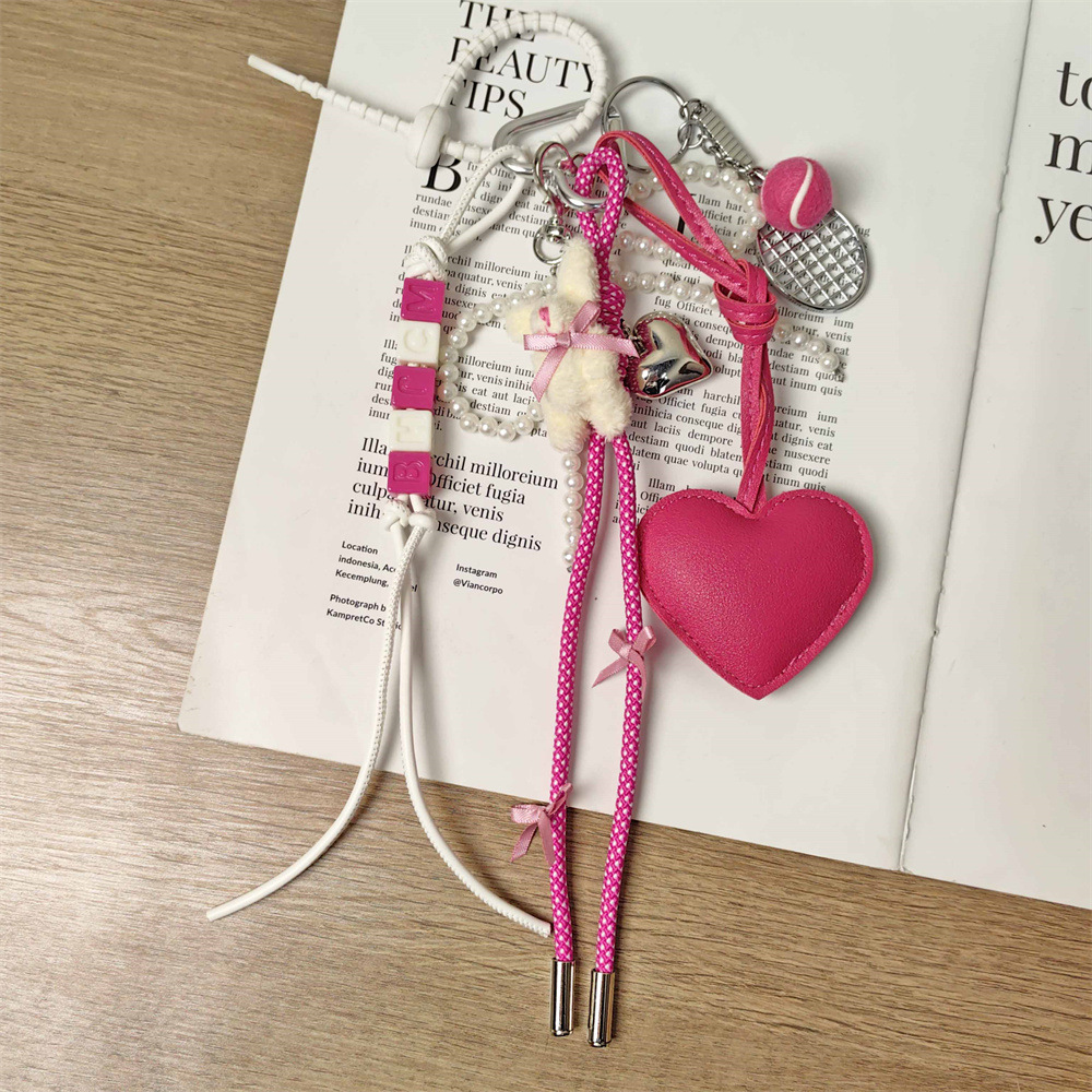 little bear, Heart Shape Pattern Cute Style 1 Piece PU Imitation Pearl Plush Little Bear Heart Shape Heart Clasp Closure Bag Charms