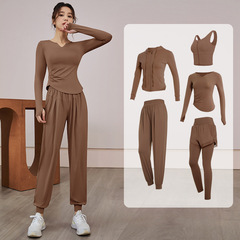 Yoga set women's spring and summer outdoor running sportswear long sleeves professional niche Pilates training fitness wear