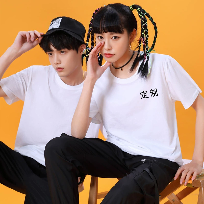 Хлопковая футболка с круглым вырезом Быстросохнущая рекламная рубашка Печать логотипа Группа Рабочая Одежда DIY Классная одежда Марафон