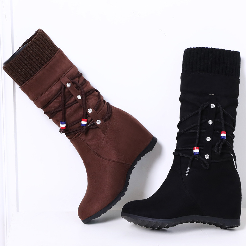 20225增高中筒靴女靴流苏靴大码40-43民族包腿显瘦外贸跨境成都