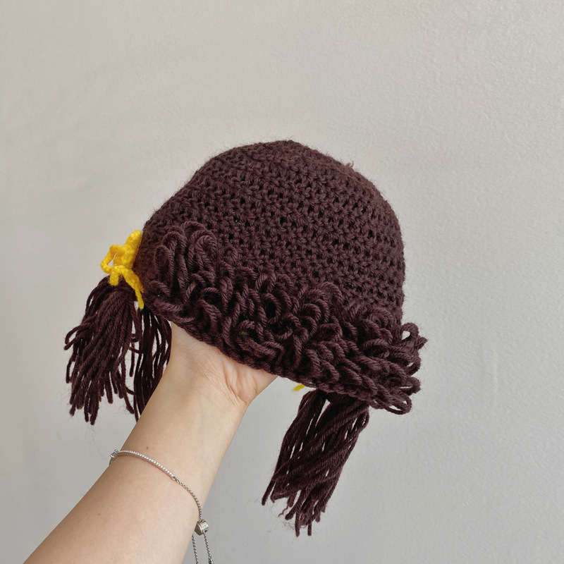 ins coreano otoño-invierno gorra bebé lindas pelucas de fresa super-peluca de cabello de cabello para niños gorra roja caliente red