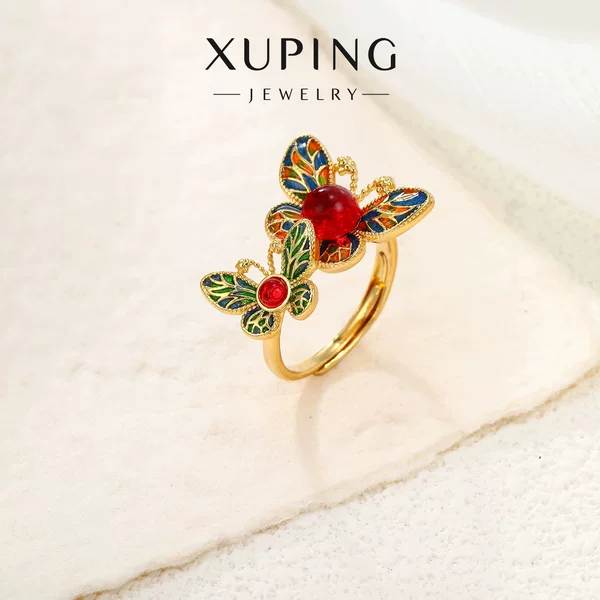 Xuping New Chinese Style Butterfly Adjustable Ring with Unique Design and Enamel Series Butterfly Rings Wholesale