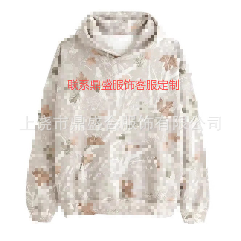新款2025树叶连帽卫衣宽松舒适数码印花卫衣日常通勤青少年|undefined
