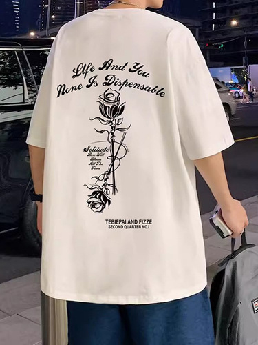 Men's Summer Short Sleeve T-Shirt, Korean Style, Hip-Hop Round Neck Half Sleeve Top, Base Shirt