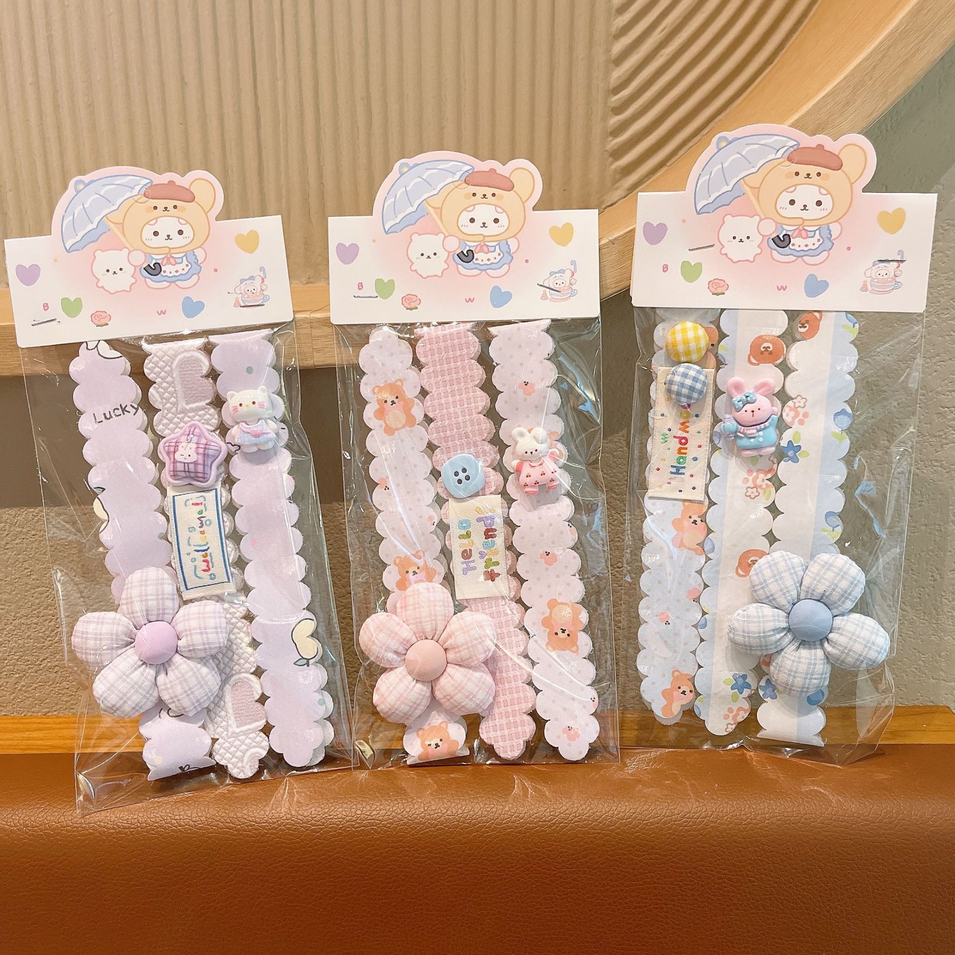 Flores de punto para niños velcro clip para el cabello bandas de cabello para bebés pestañas toque de cabello para niñas correa para el cabello