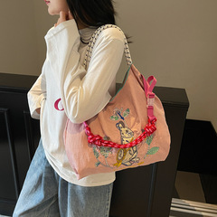 ニッチ刺繍バッグレディース大容量トート日本ファッション環境に優しいショッピングバッグかわいいウサギカジュアルショルダーバッグ
