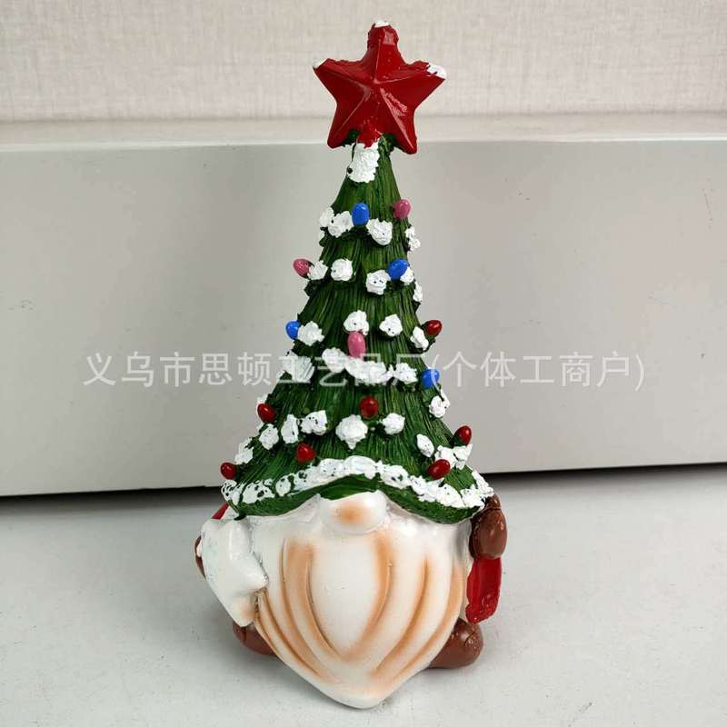 圣诞节跨境圣诞树发光矮人装饰摆件树脂家居设计圣诞树侏儒灯|undefined