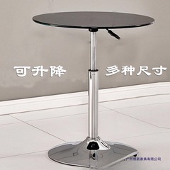 钢化玻璃升降小圆桌圆形茶几圆展会洽谈桌活动桌休闲酒吧圆桌子子