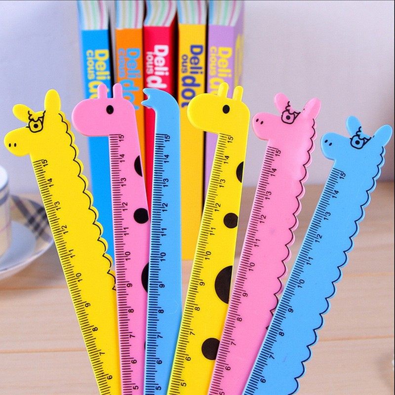 dibujos animados jirafa regla recta estudiantes medición creativa papelería adorable material escolar infantil 15cm escala