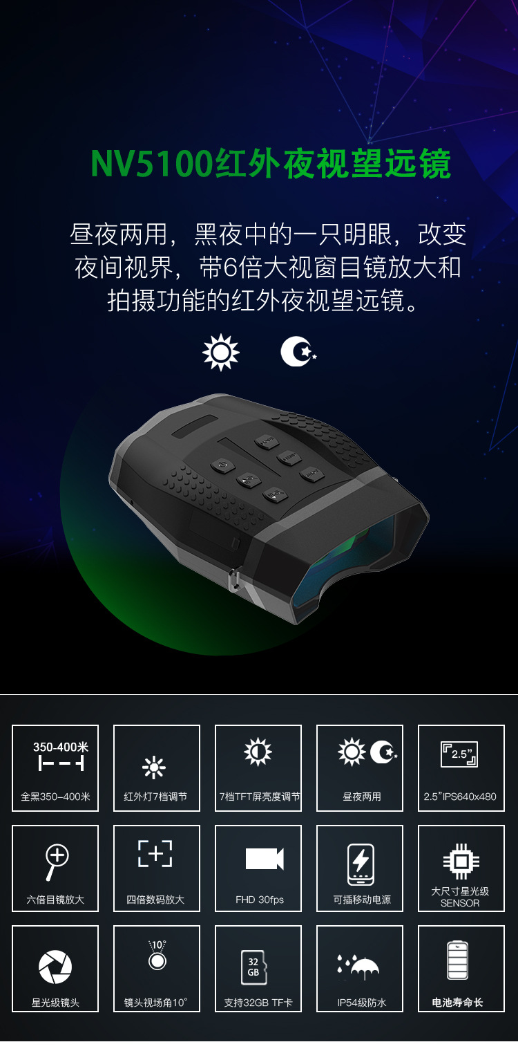 廠家直銷(xiāo)新款拍照錄像雙筒紅外夜視望遠(yuǎn)鏡晝夜雙目數(shù)碼高清夜視儀