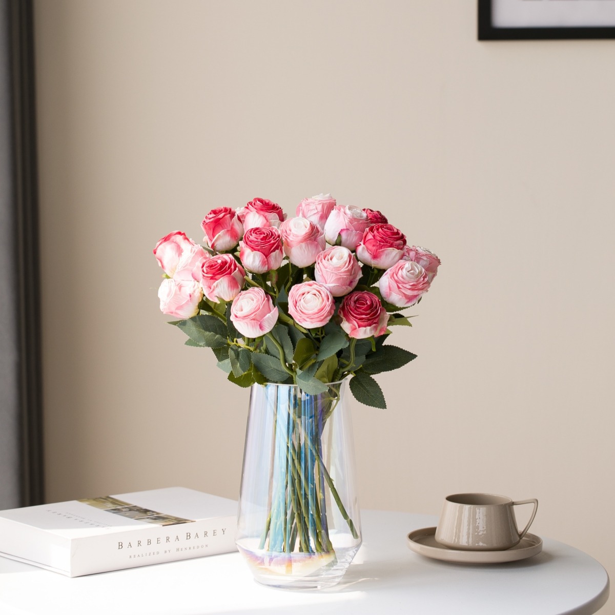 Umetna roža, posušena roža, žgani rob, šopek vrtnic, dnevna soba, dekoracija spalnice, plastična roža, svilena roža, lahka luksuzna dekoracija_voghion.com