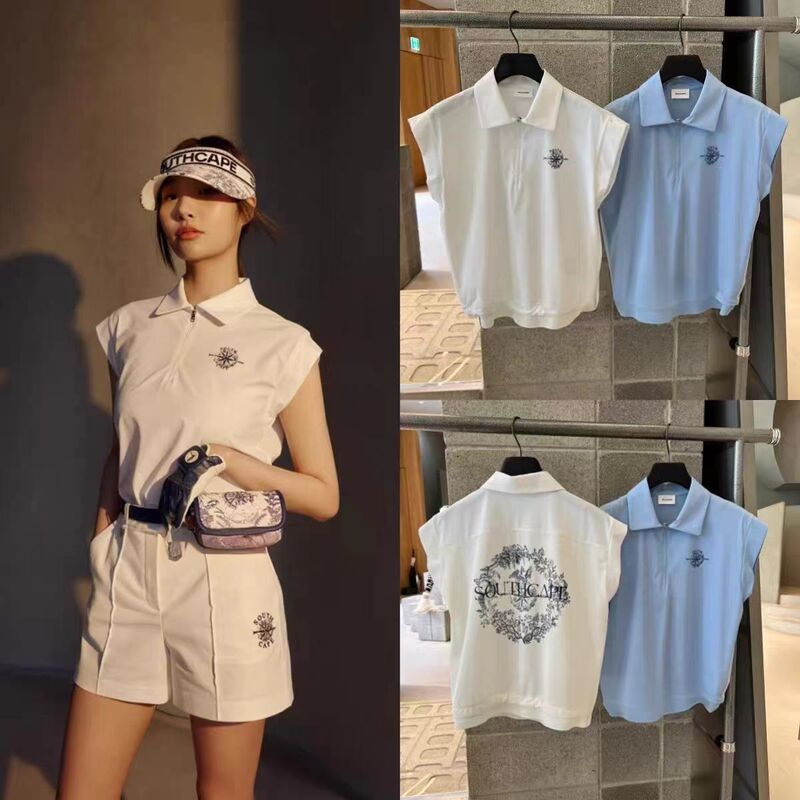 25 New Summer Golf Clothes for Women 25 Fashionable Printed Vests Slimming Look Sleeveless Tops White