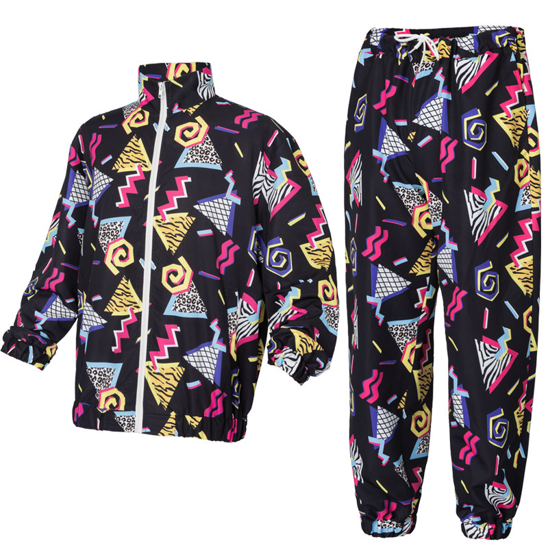 Letni Disco Sportswear 3D Digital Printing Jogging Suit Retro Style 80S Theme Party Suit Letni Disco Sportswear 3D Digital Printing Jogging Suit Retro Style 80S Theme Party Suit