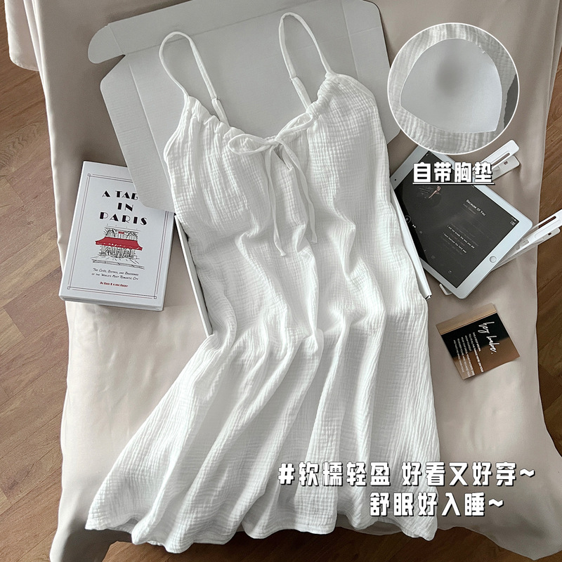 2025 夏ベビー綿ガーゼ純綿ホーム服 2 点セット調節可能なサスペンダーショーツシンプルな女の子のスーツ|undefined