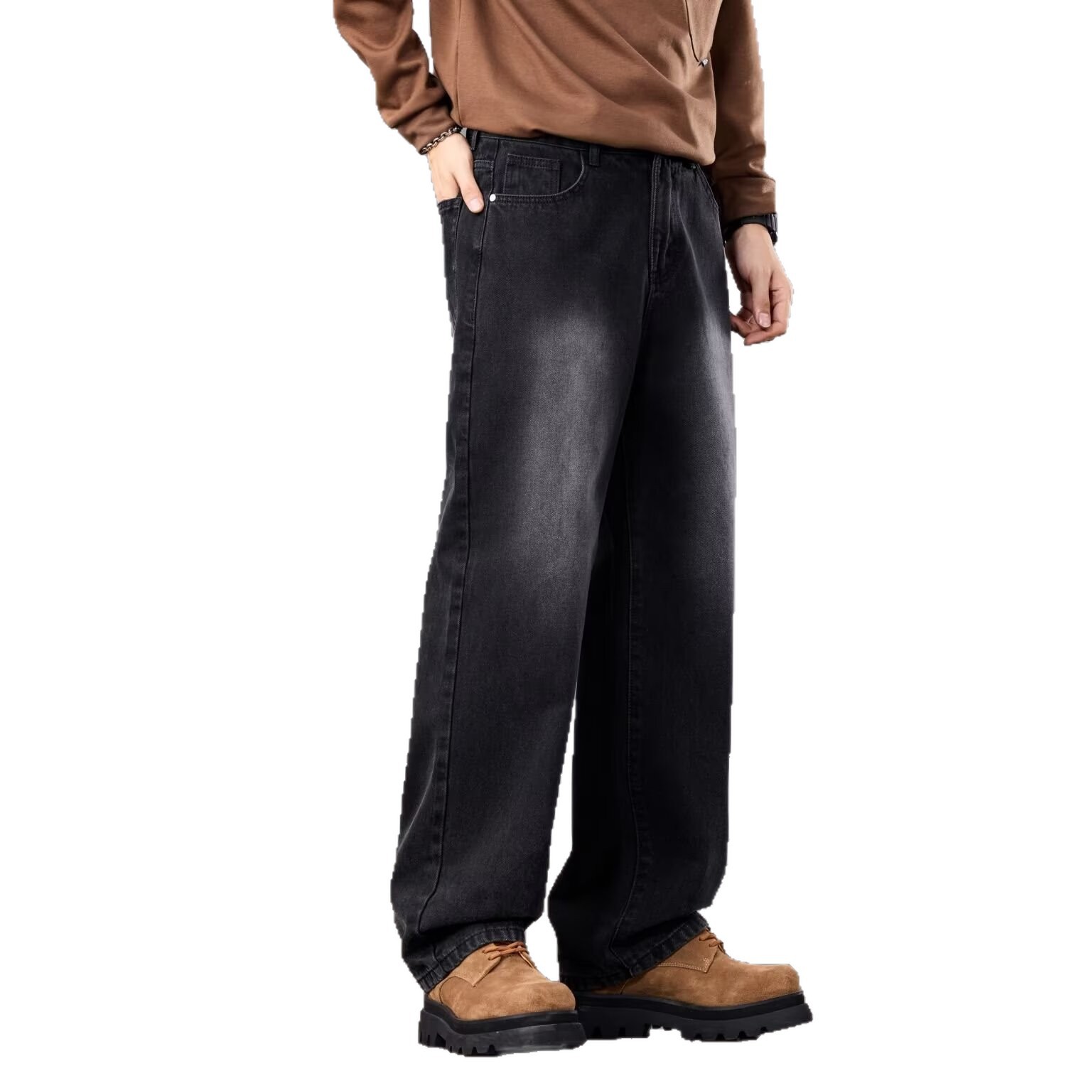 Men's Clothing Straight Leg Black Jeans Trendy Casual Versatile High Street Retro Vibe Spring Autumn New_mkmklike.com