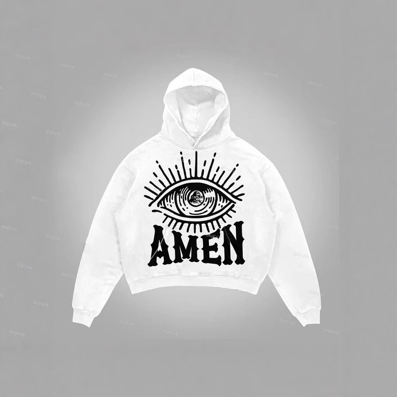 European and American Design Sense Evolution Pattern Eye Print Street Personality Versatile Trendy Hoodie