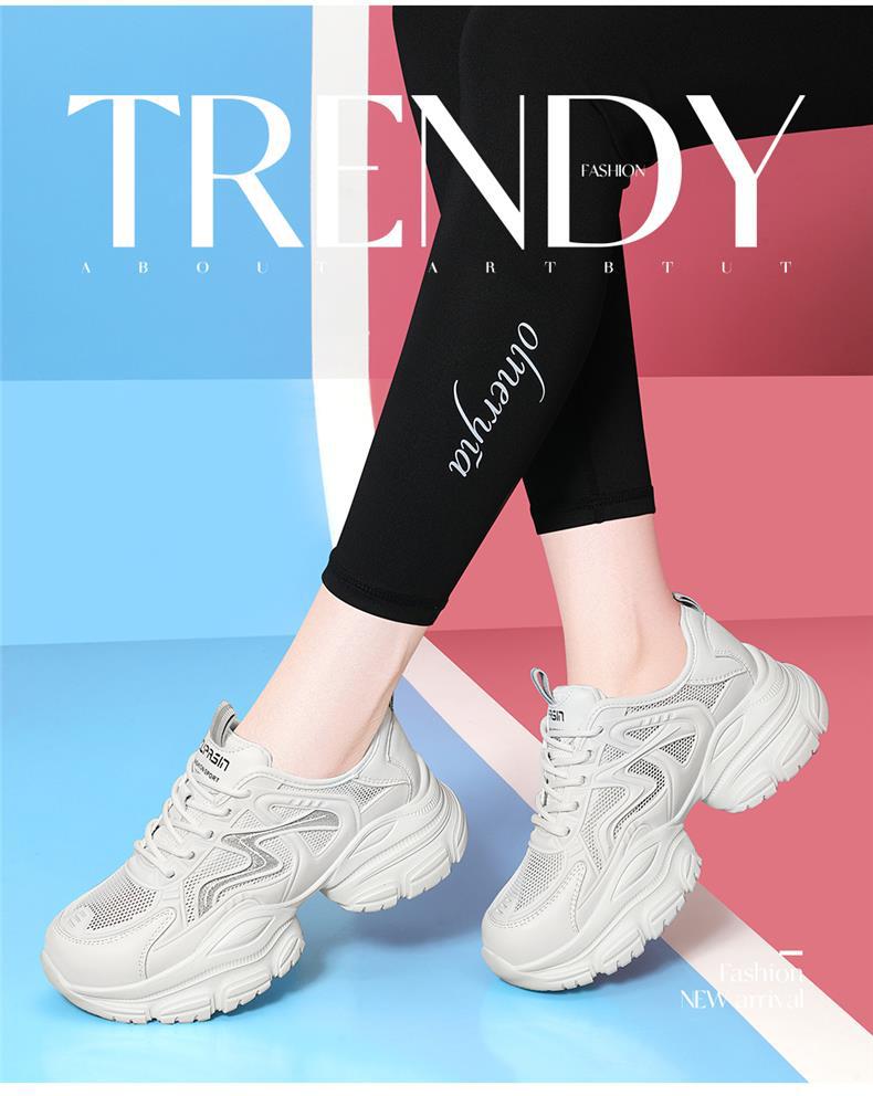 Giày sneaker nữ đế dày trắng mùa hè 2025 đế mềm thoáng khí — JST 1826-2 màu đen, JST 7142m bạc, JST 7009-1 xám xanh, JST 1826- 2m Trắng chi tiết 2