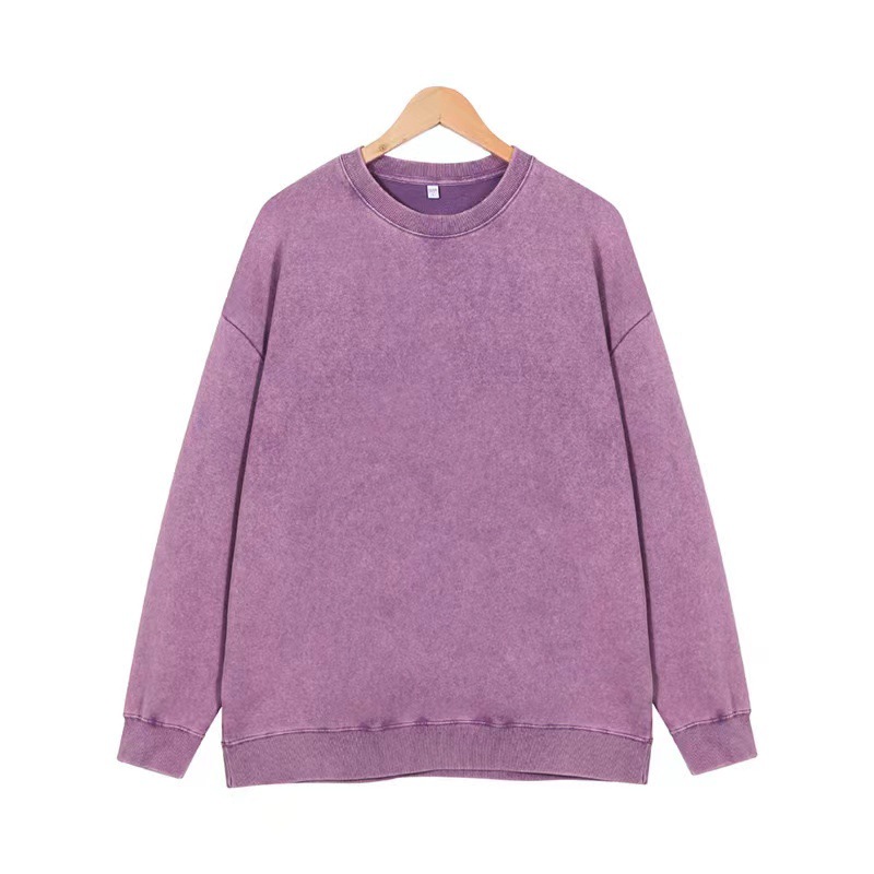 2025 otoño y invierno nuevo estilo retro de tendencia de cuello redondo marca de moda suéter hombre lavado con agua suelta hacer vieja camiseta de base al por mayor