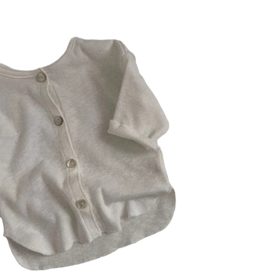 한국식  및 아동복, 심플하고 활용도가 높은 캐주얼 가디건, 여름용 얇은 긴팔 재킷, 에어컨 의류