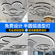 LED圆形造型灯健身房办公室超市店铺商用长条异形模块灯圆环吊灯