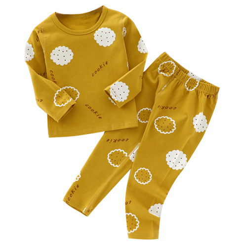 Spring and autumn children's autumn clothes and long-sleeved long-sleeved Lycra suits for middle and large children, round neck splits, home clothes for boys and girls