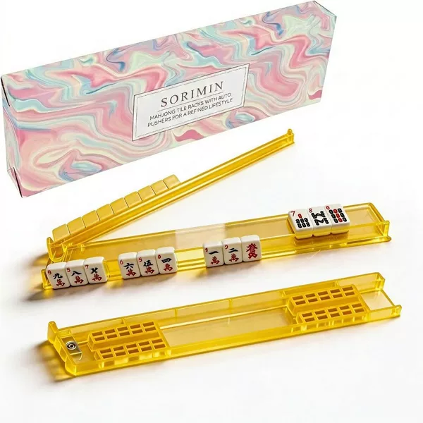 Amazon's best-selling cross-border non-slip mahjong ruler, four-color transparent ruler with push rod, multi-color gift box packaging