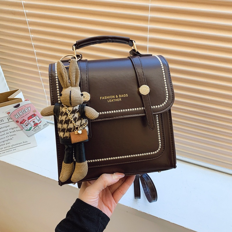 2024 invierno nuevo estilo retro estilo universitario doble mochila de mujer temperamento multifuncional mirad mochila