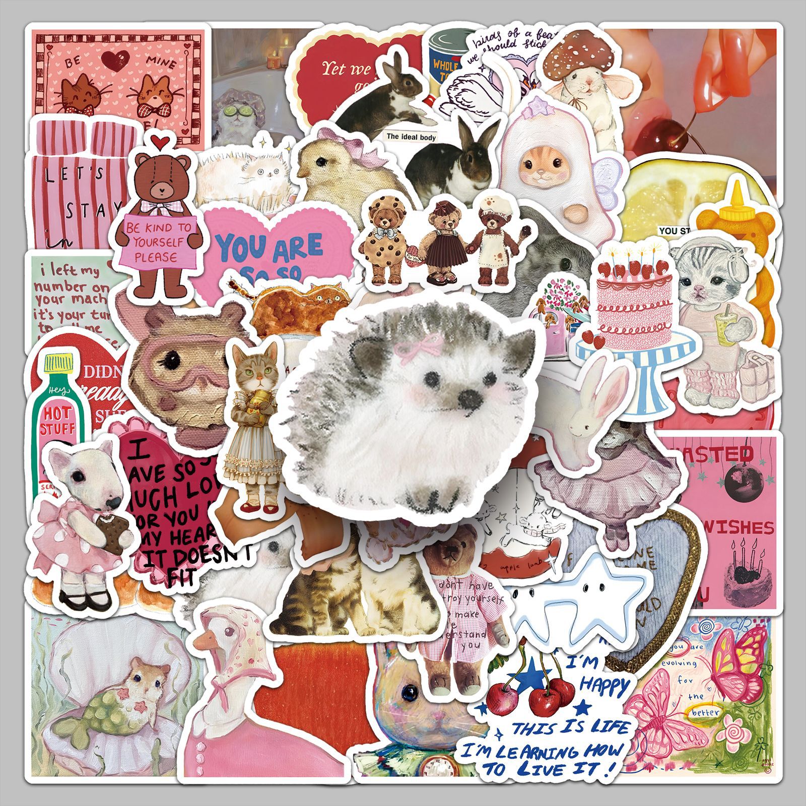 50张复古T恤图案贴纸个性潮流创意INS风防水手帐收纳盒手机壳贴纸