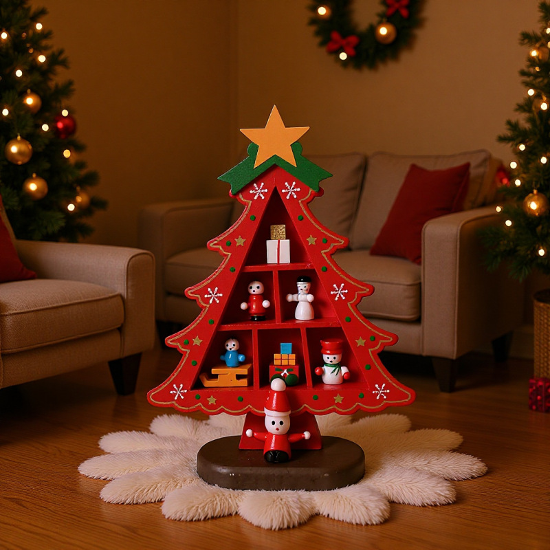 クリスマス新作木製クリスマスツリーミニ卓上飾り ショッピングモールホテルクリスマスデコレーション用品木製|undefined