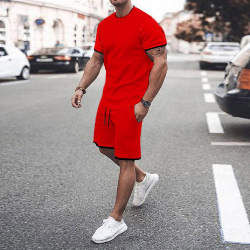 Comercio exterior transfronterizo verano nuevos hombres de manga corta impresa en 3D + traje de pantalones cortos verano deportes y ocio traje de dos piezas