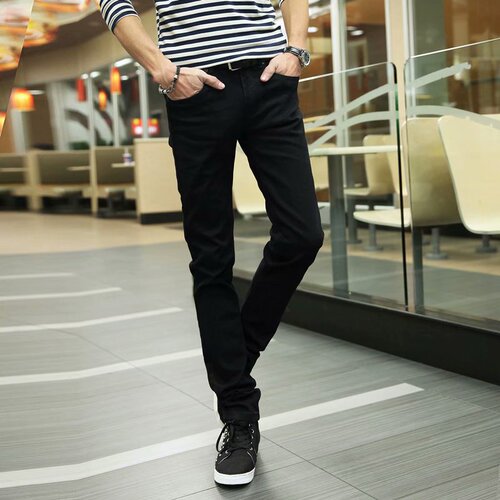 Summer and Spring Men's Thin Elastic Jeans, INSPopular Brand Slim Straight Leg Trendy Long Pants