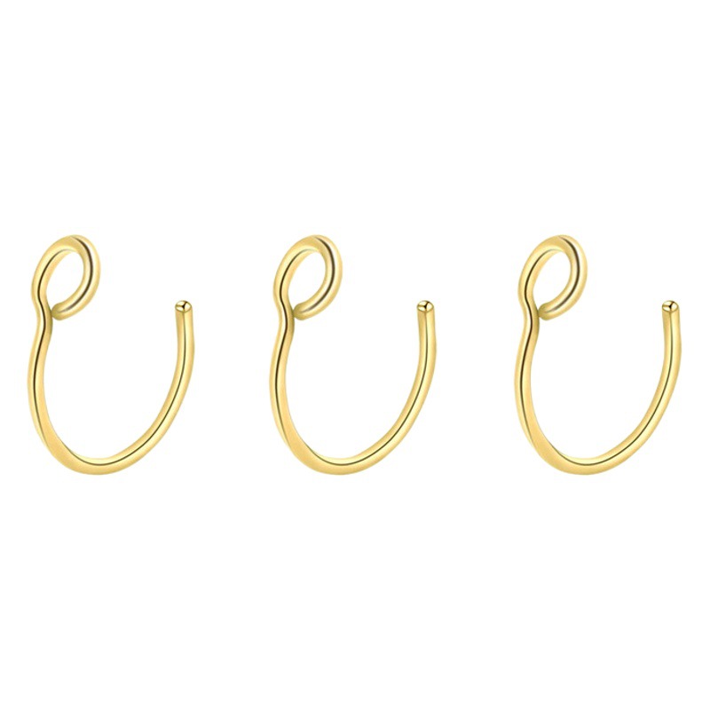 AliExpress anillo de nariz falso de acero inoxidable aro gancho de pescado nariz uñas diafragma piercing hombres y mujeres Universal piercing labio anillo